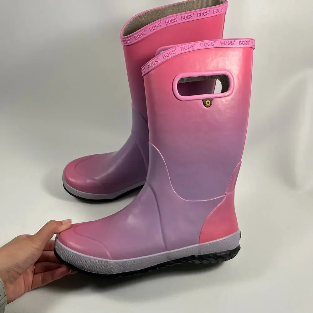 Bogs Pink Ombre Girls Rain Boots Sz 6 Waterproof Colorful Girly Casual